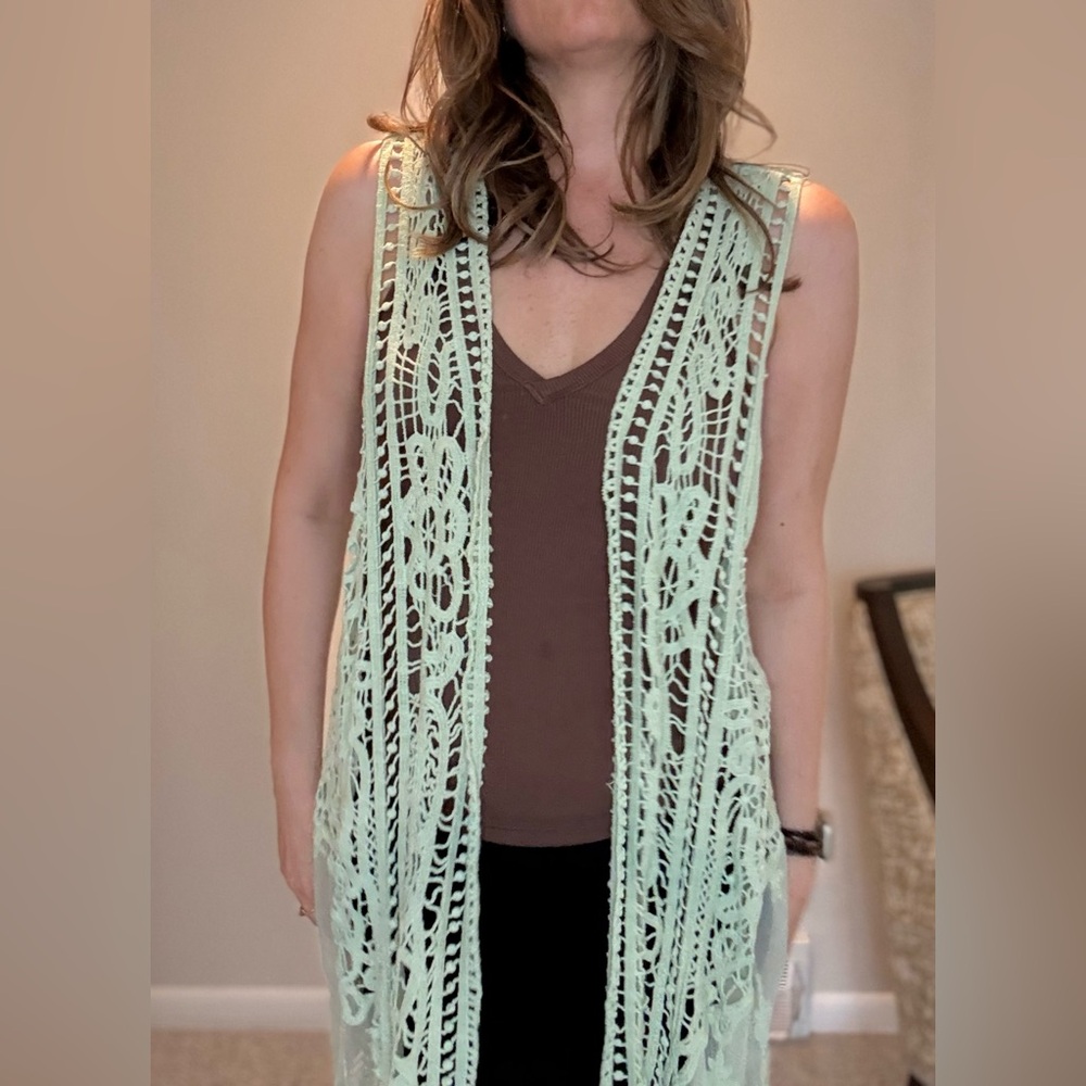 Ultra Flirt Light Green Lace Top